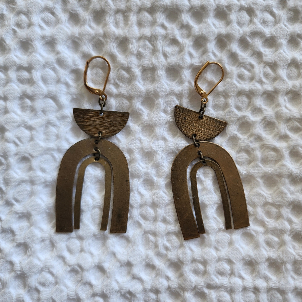 Free People Bronze Geometric Earrings